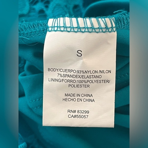 NWT Tiana B Teal Blue Daisy Floral Lace Cap Sleeve Sheath Dress Mini Size Small - Picture 13 of 13